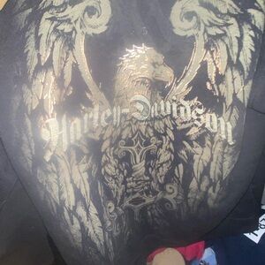 Rare Harley Davidson Denver Colorado Zip-Up Hoodie - Goth/Biker Aesthetic 🦅